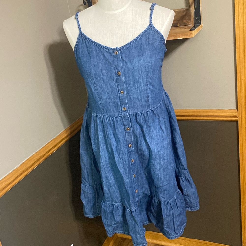 Universal Thread Blue Denim Button-Front Sundress - Picture 3 of 10